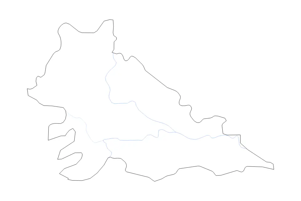 Mapa de Mantua, Italy de tipo contorno y ríos para Europa, con contorno y ríos con límites limpios.