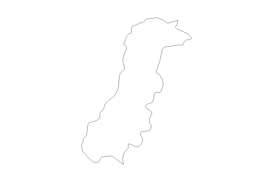 Outline map of Modena, Italy with subdivision borders.