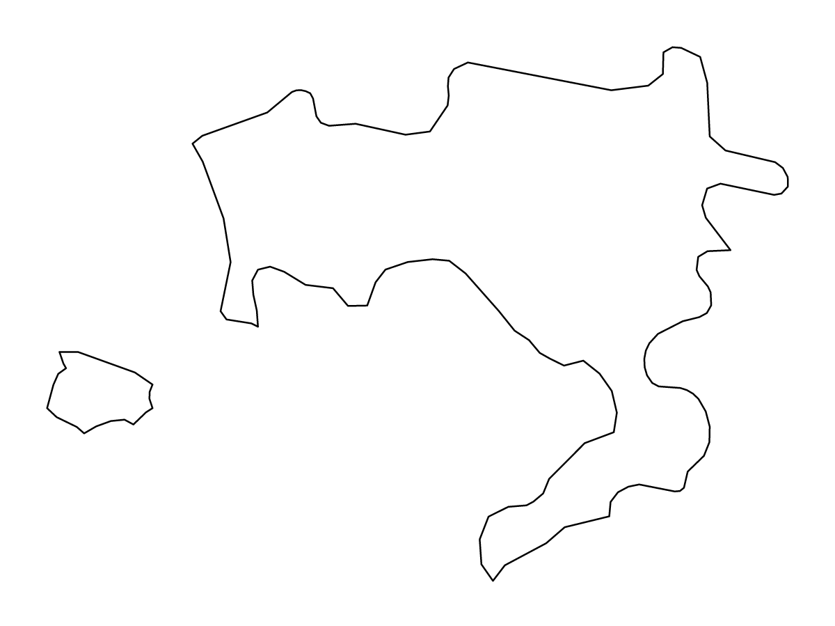 Outline map of Naples, Italy.