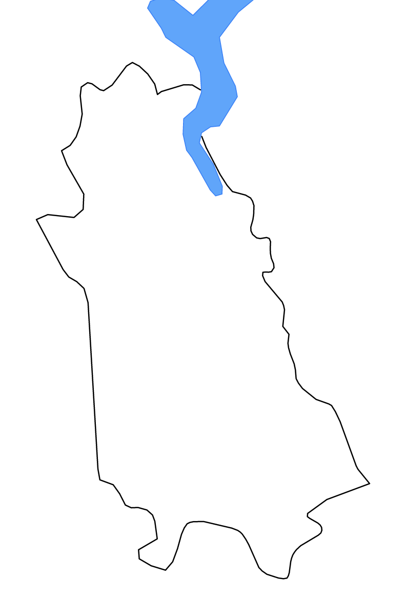 Outline map of Novara, Italy with lakes and rivers.