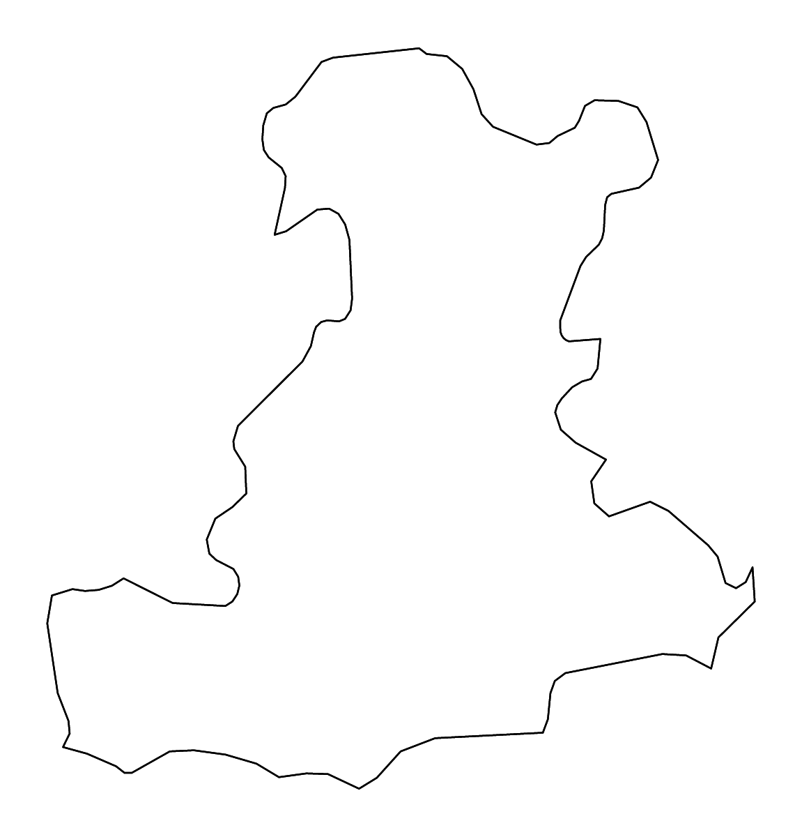 Mapa de contorno de Padua, Italy con ríos.