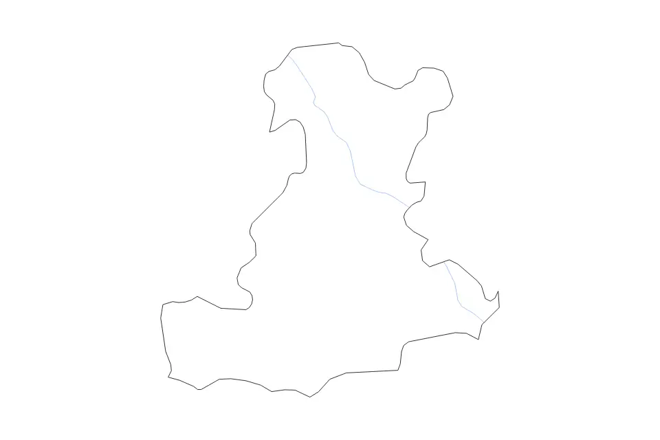 Outline map of Padua, Italy with subdivision borders and rivers.