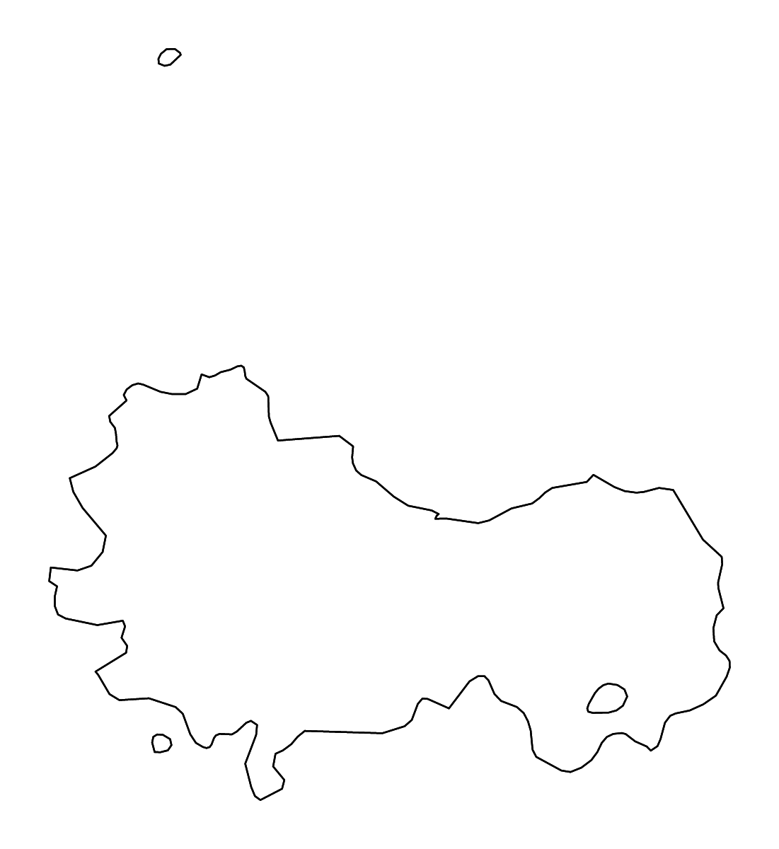 Outline map of Palermo, Italy with rivers.
