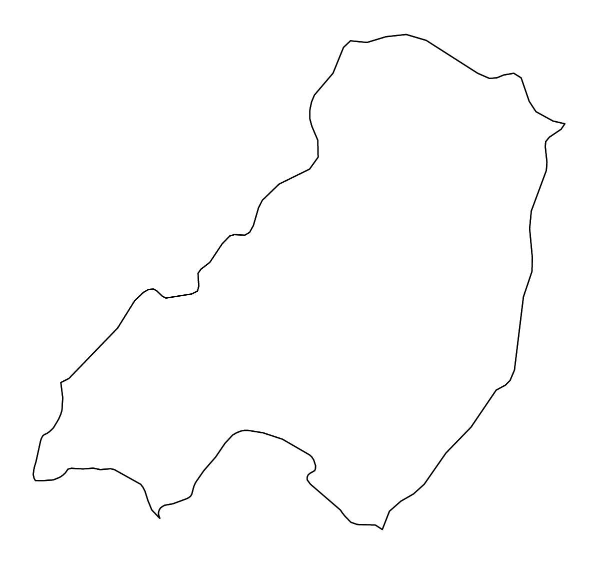 Outline map of Parma, Italy with rivers.