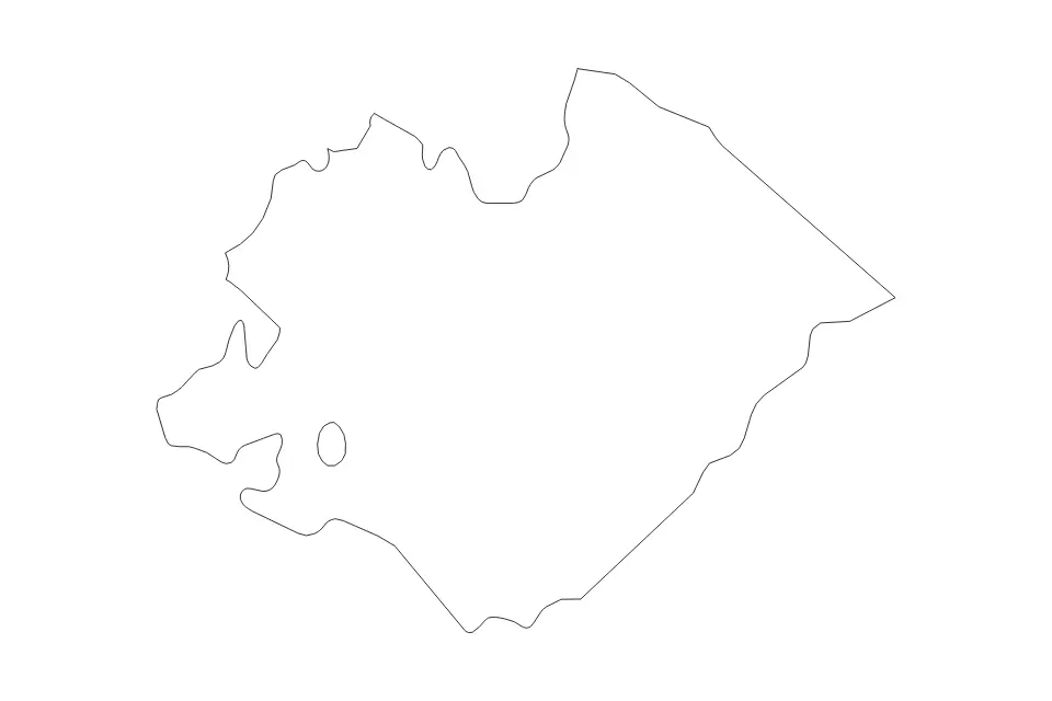 Outline map of Pesaro and Urbino, Italy with subdivision borders.