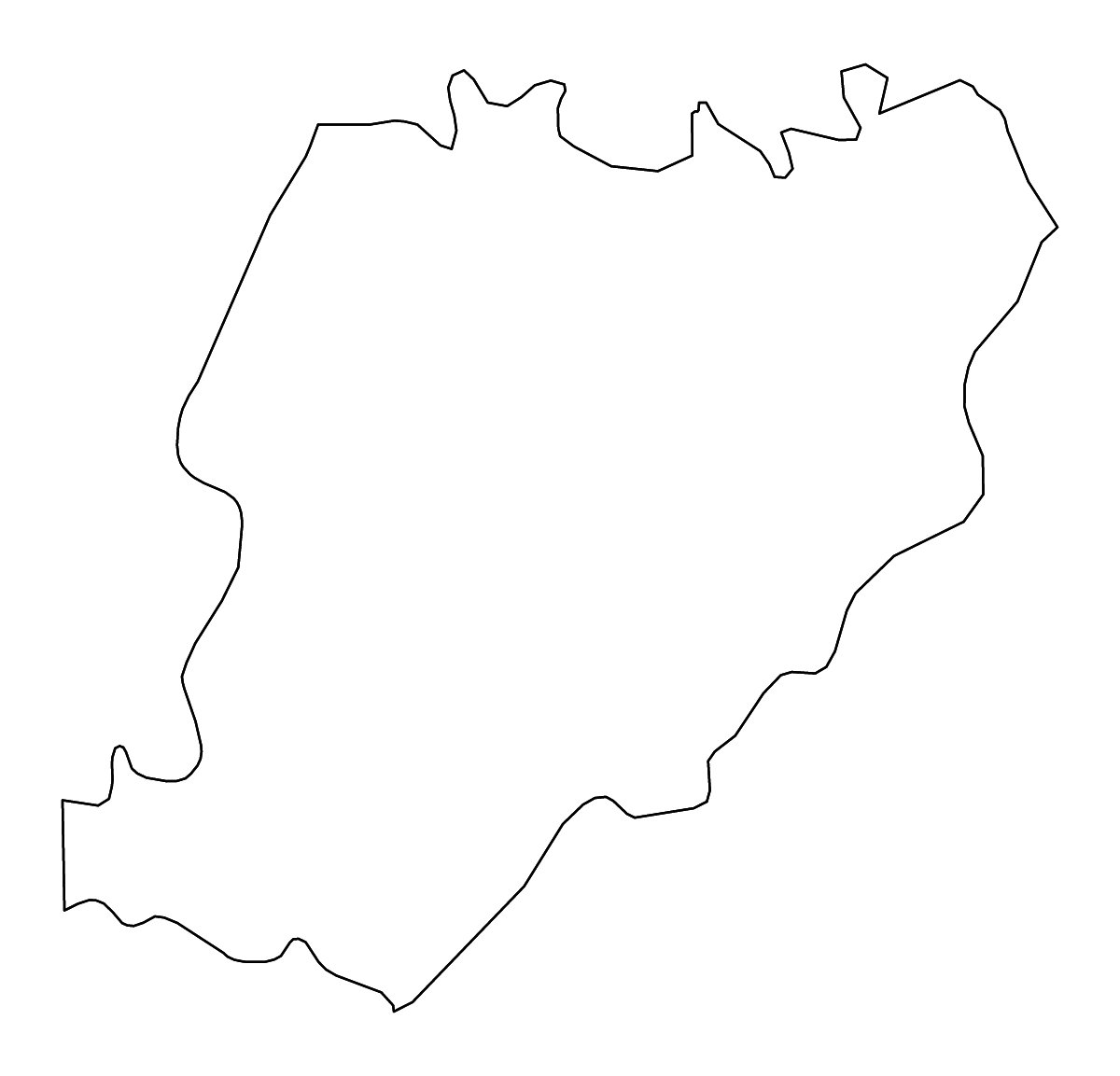 Mapa de contorno de Piacenza, Italy con ríos.