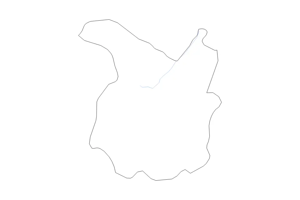 Outline map of Pistoia, Italy with subdivision borders and rivers.