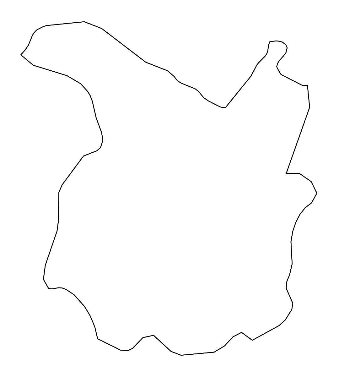 Outline map of Pistoia, Italy with rivers.
