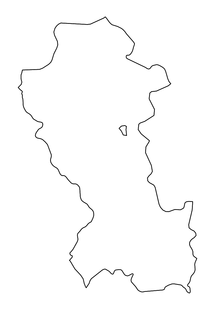Outline map of Potenza, Italy with rivers.