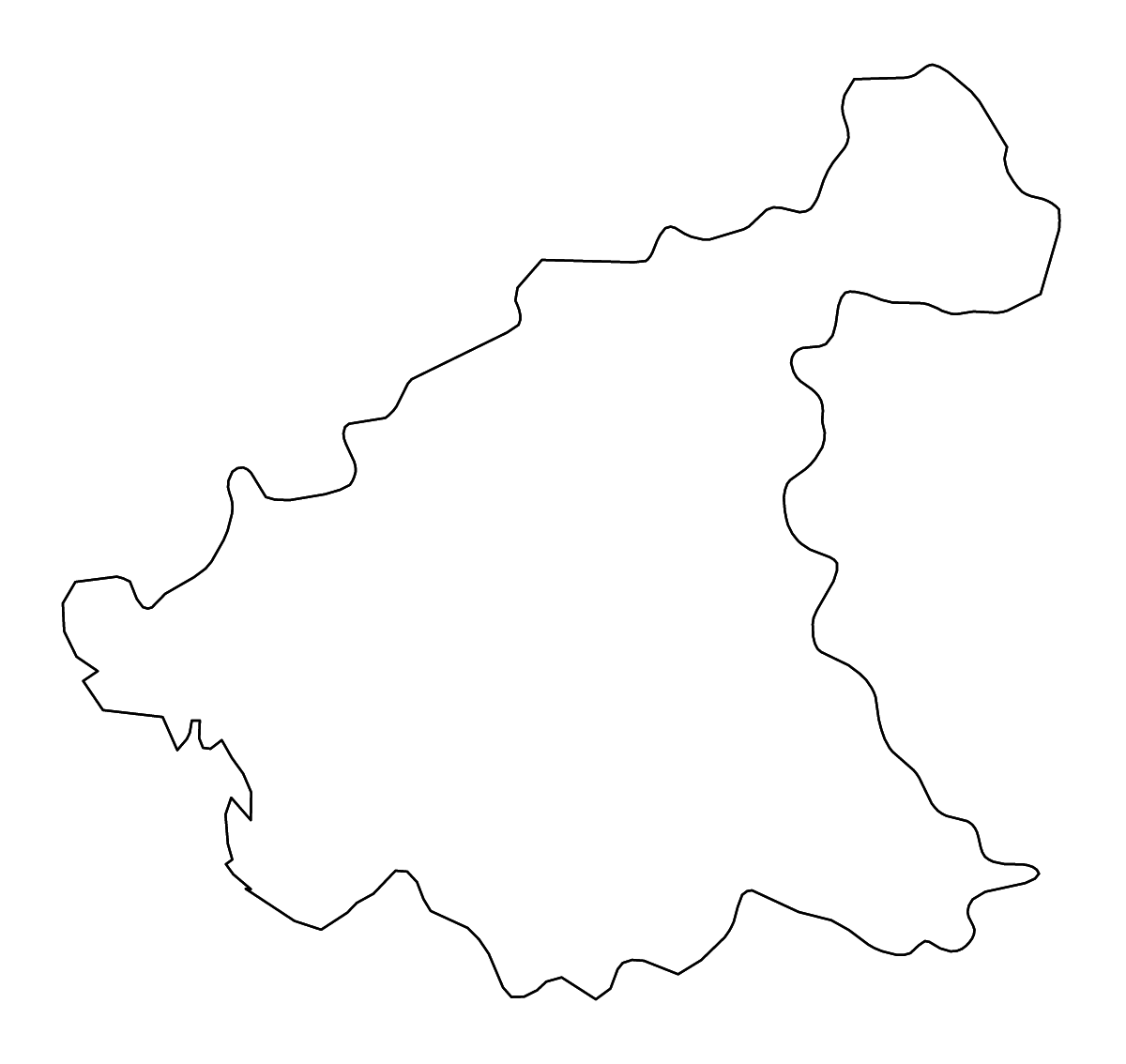 Mapa de contorno de Rieti, Italy con ríos.