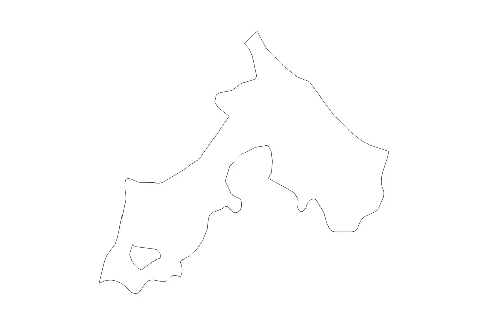 Outline map of Rimini, Italy with subdivision borders.