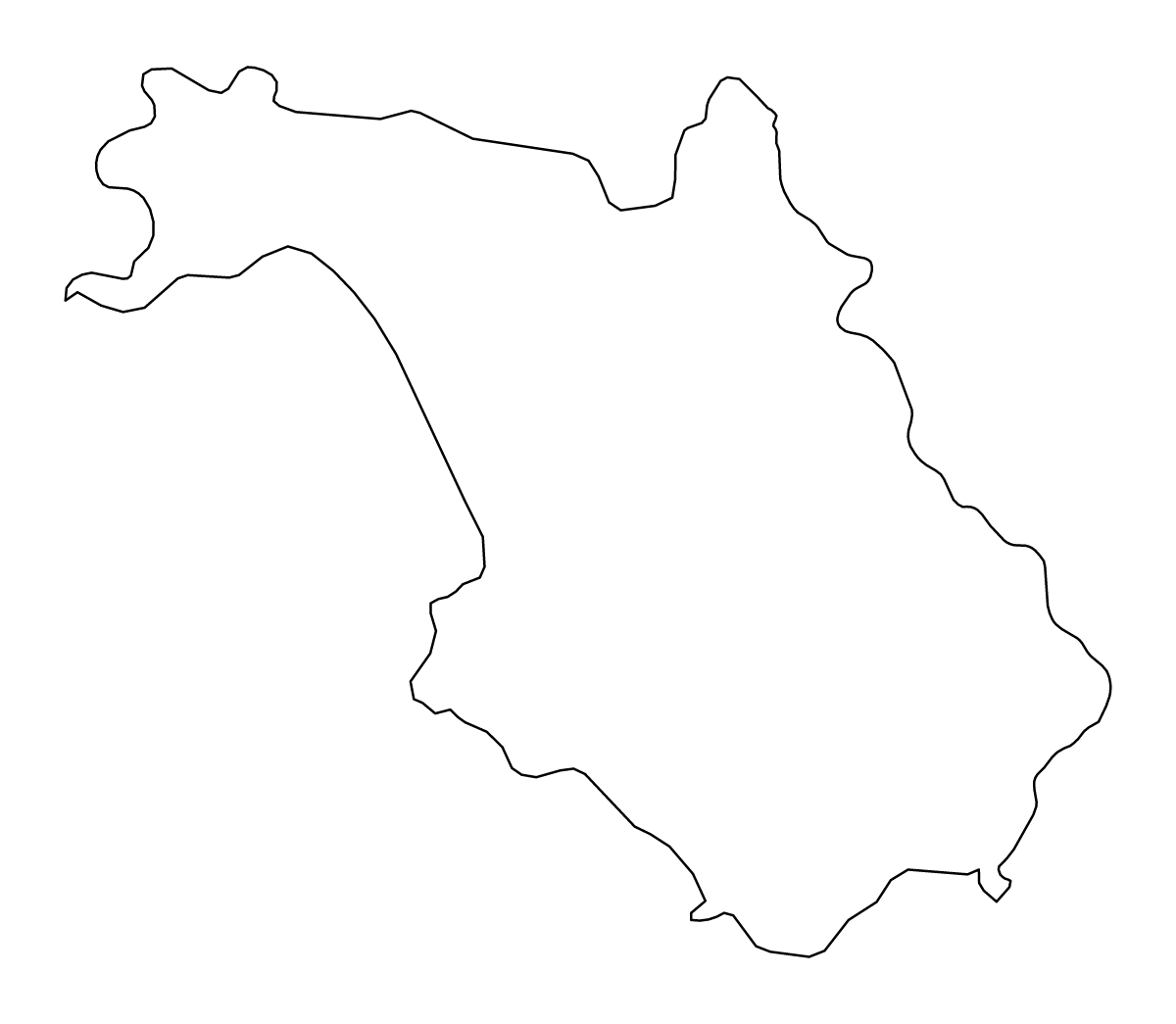 Outline map of Salerno, Italy.