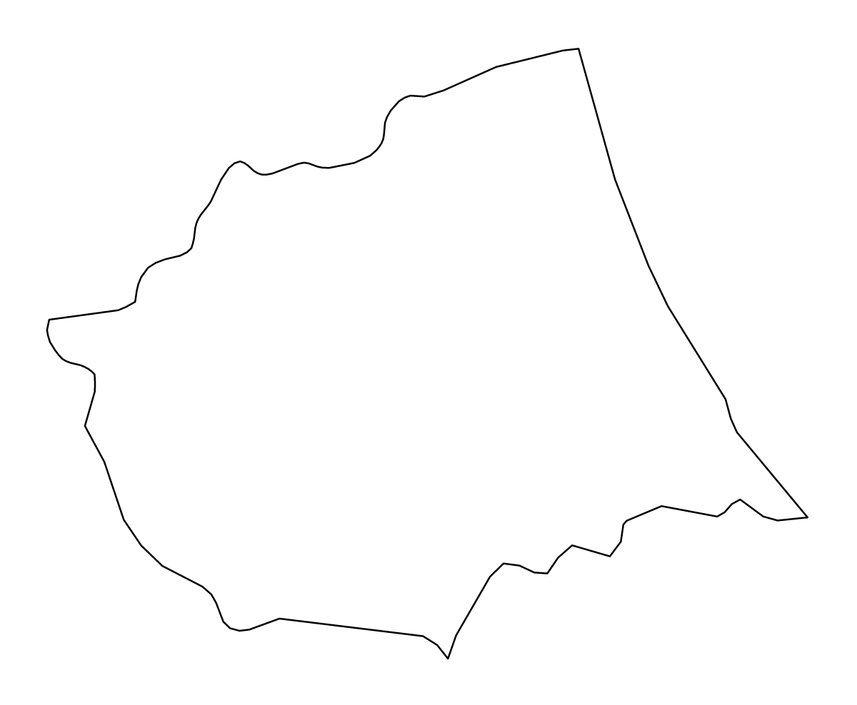 Outline map of Teramo, Italy.