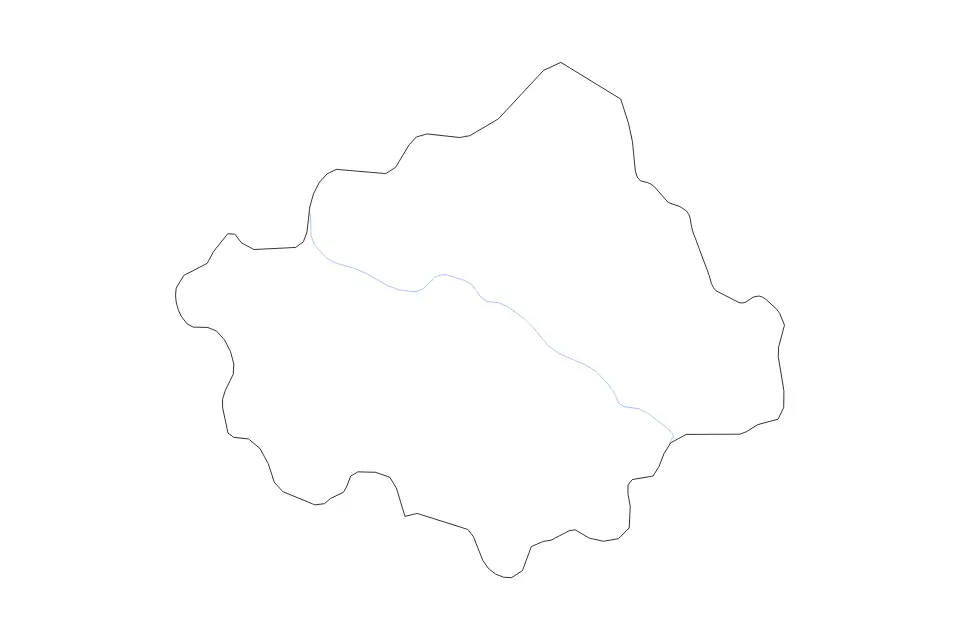 Outline map of Treviso, Italy with subdivision borders and rivers.