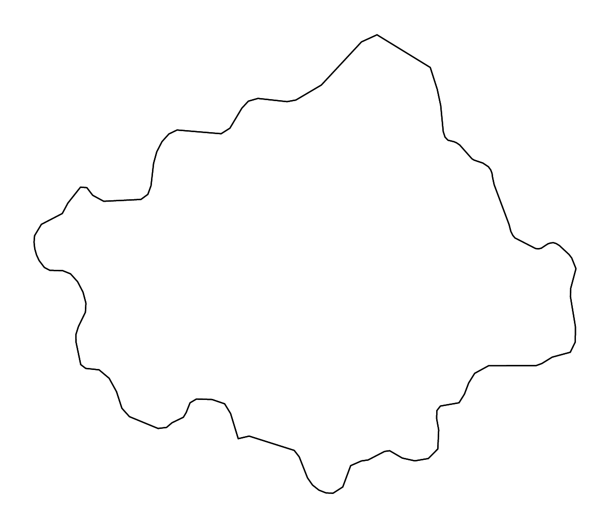 Outline map of Treviso, Italy with rivers.
