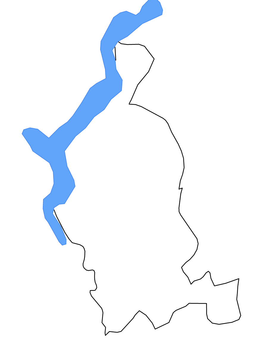 Outline map of Varese, Italy with lakes and rivers.