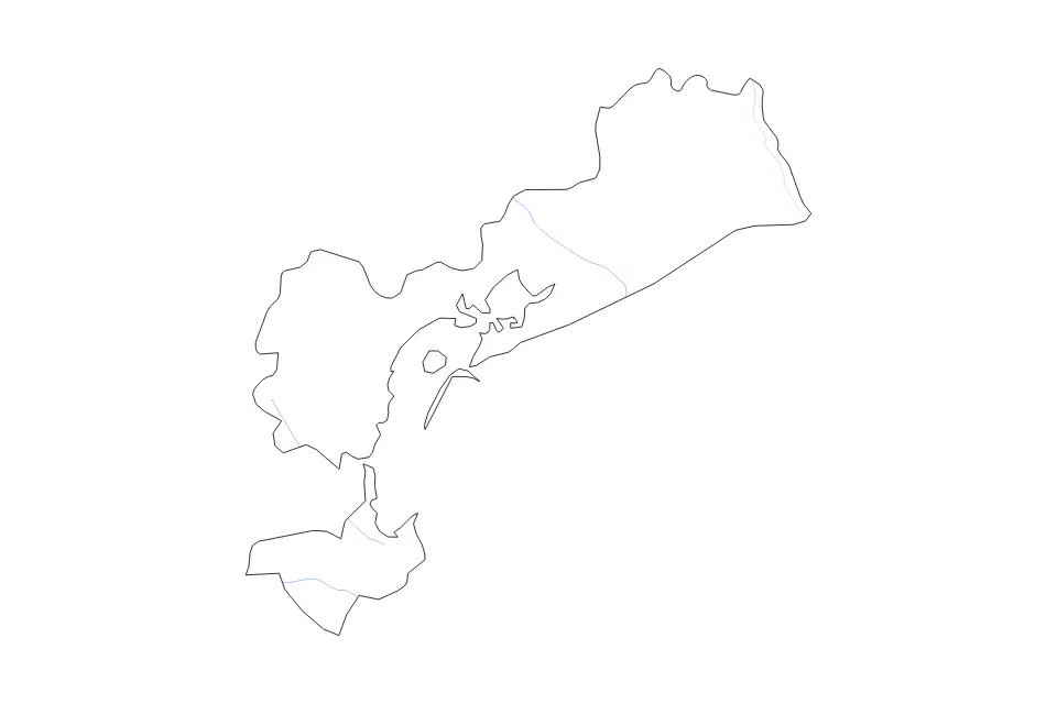 Outline map of Venice, Italy with subdivision borders and rivers.