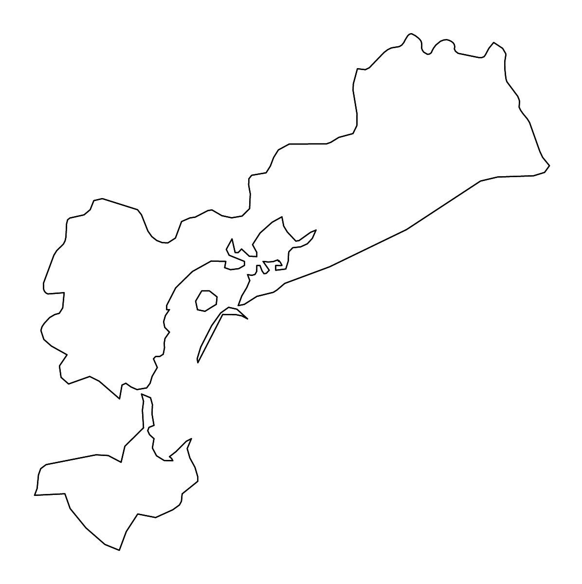 Mapa de contorno de Venice, Italy con ríos.