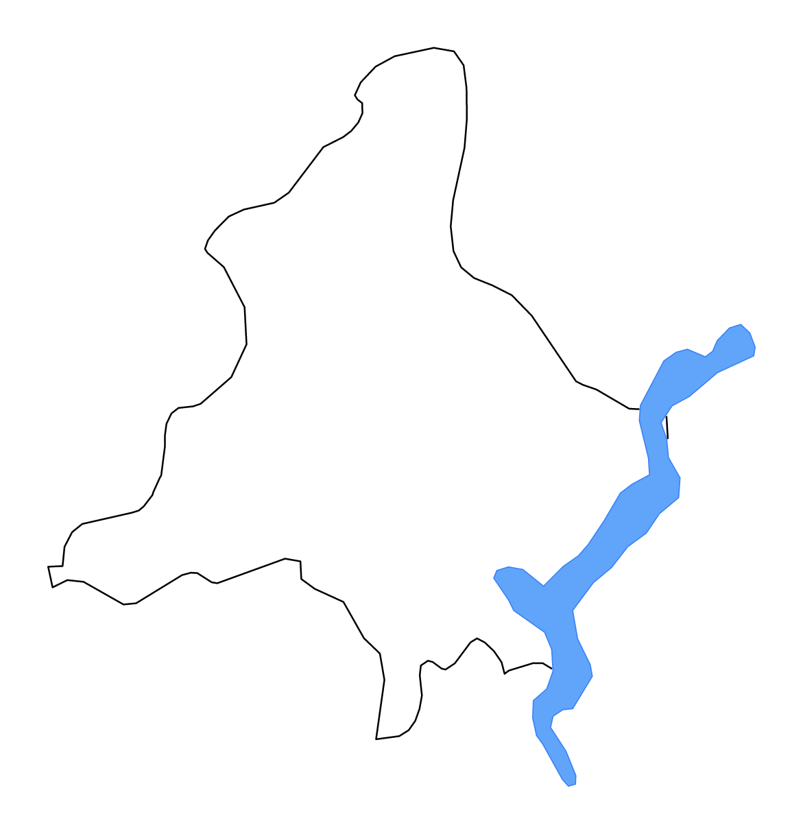 Outline map of Verbano-Cusio-Ossola, Italy with lakes.