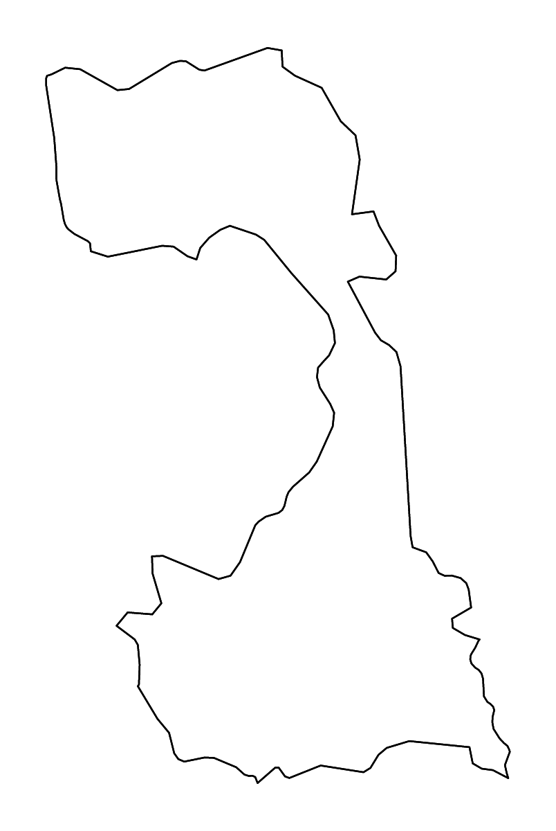 Outline map of Vercelli, Italy with rivers.