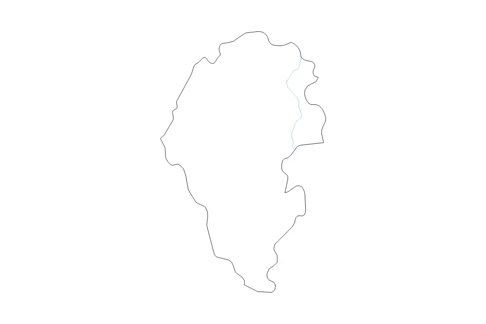 Outline map of Vicenza, Italy with subdivision borders and rivers.