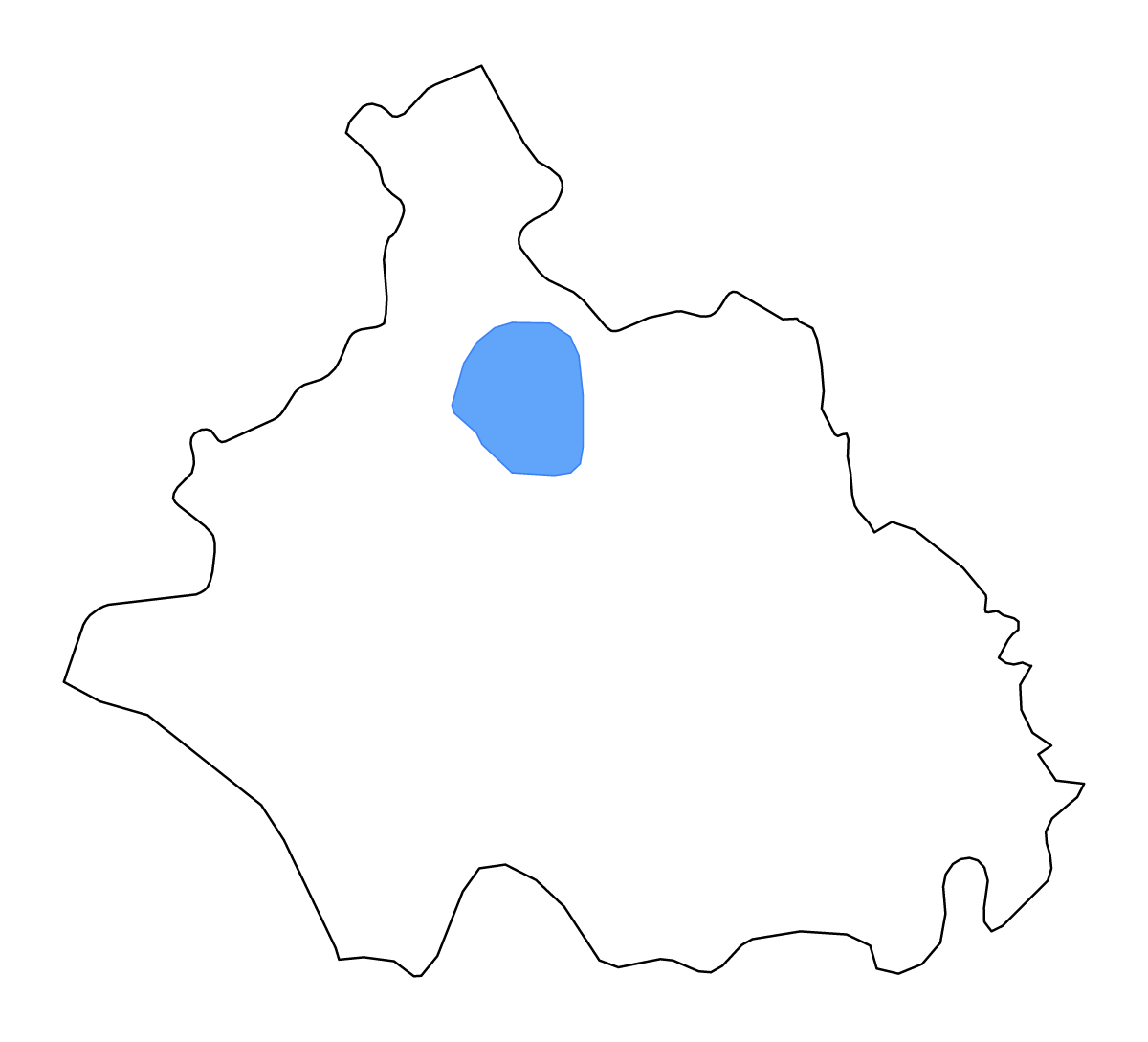 Mapa de contorno de Viterbo, Italy con lagos y ríos.