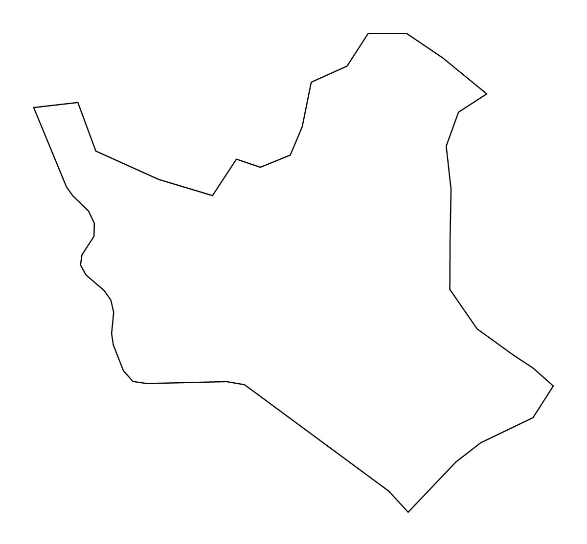 Outline map of Gjakova District, Kosovo.