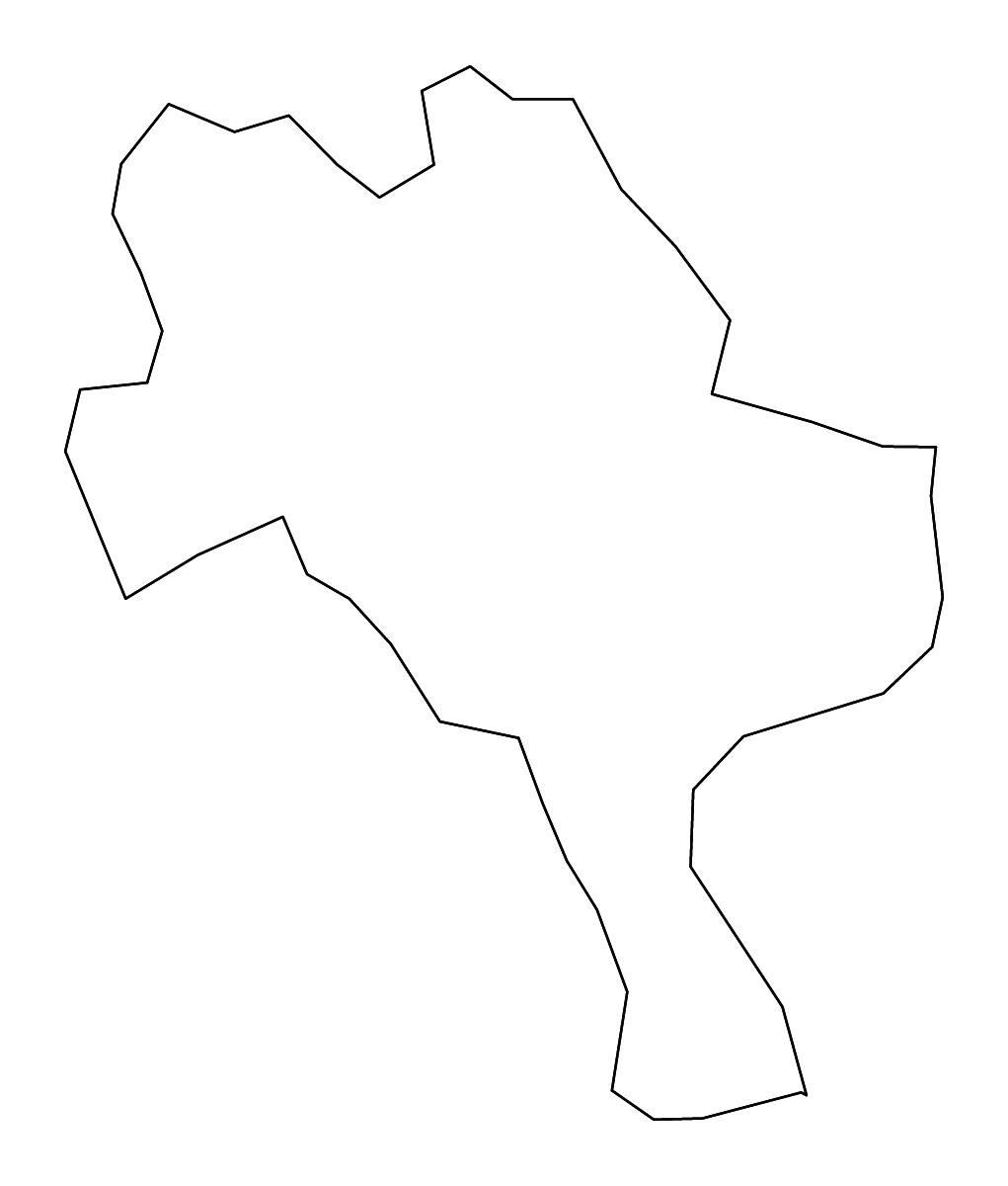 Outline map of Gnjilane District, Kosovo with rivers.