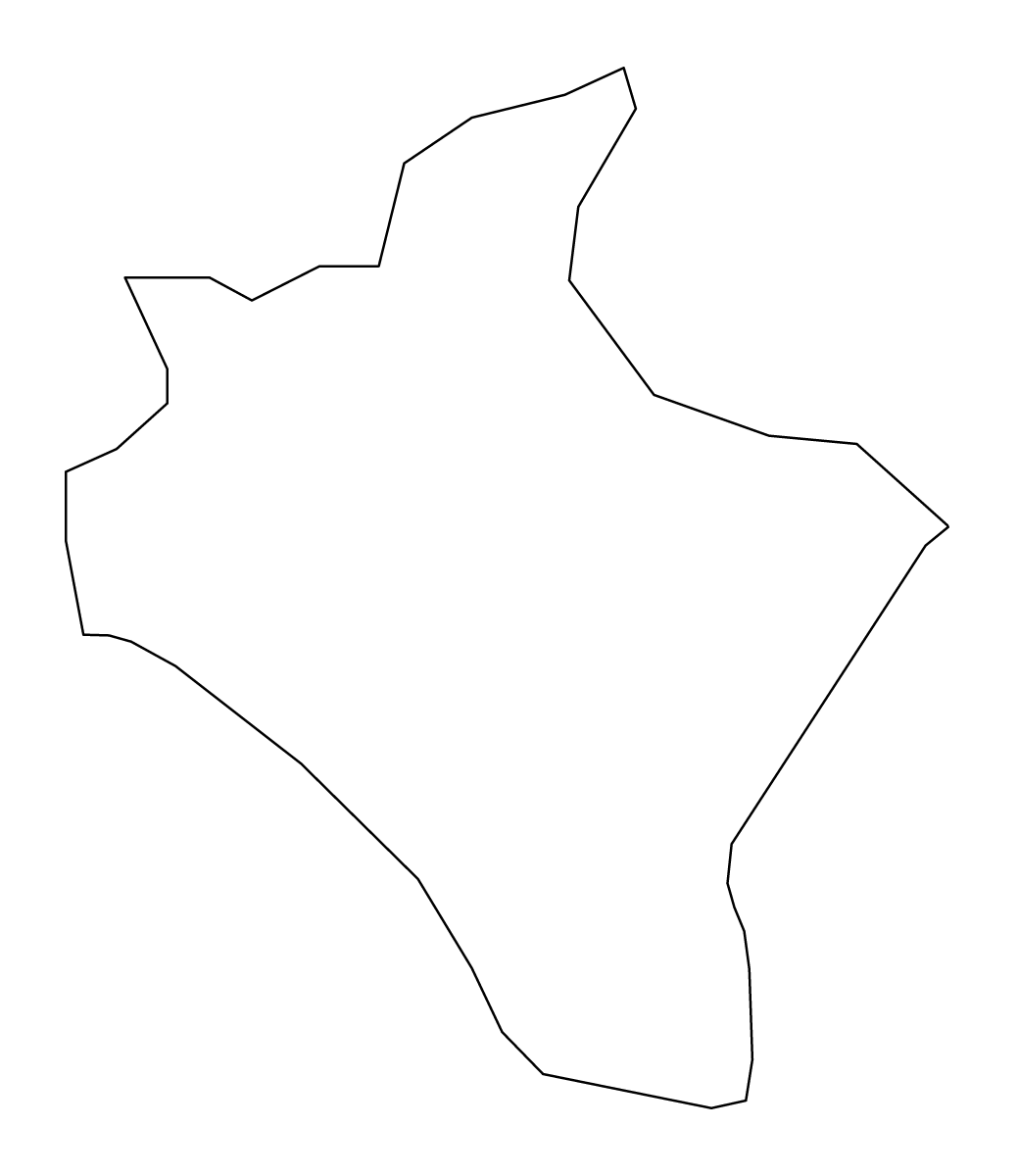 Outline map of Kačanik District, Kosovo.