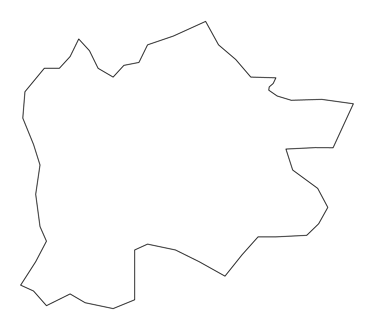 Outline map of Kosovo and Metohija District, Kosovo.