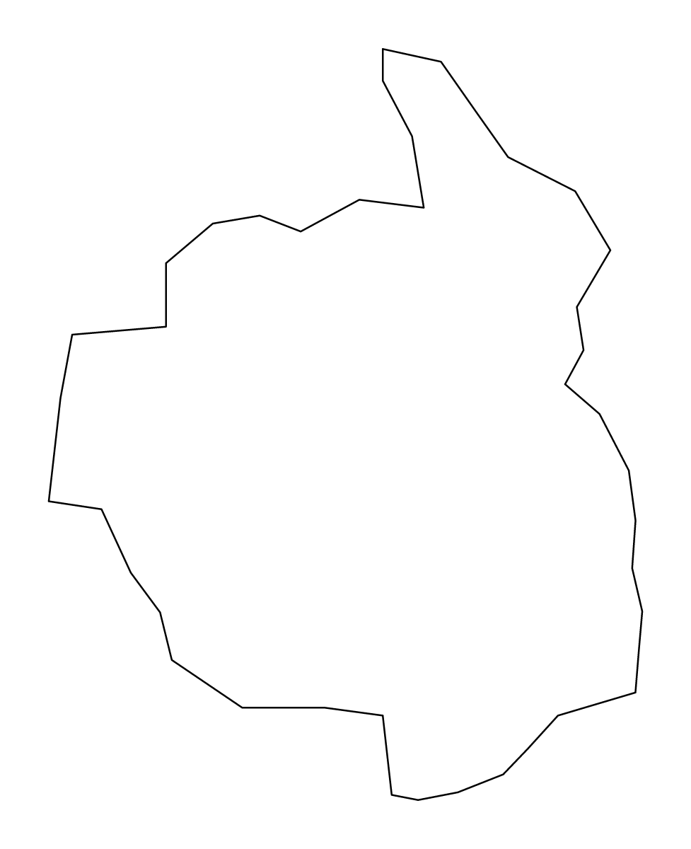 Outline map of Suva Reka District, Kosovo.