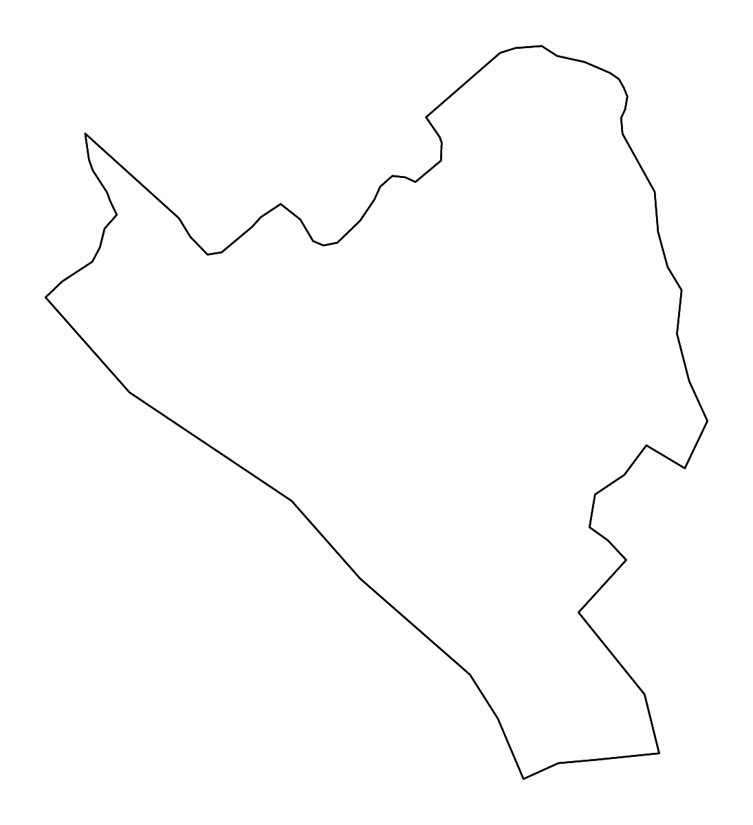 Outline map of Ilūkste Municipality, Latvia with rivers.