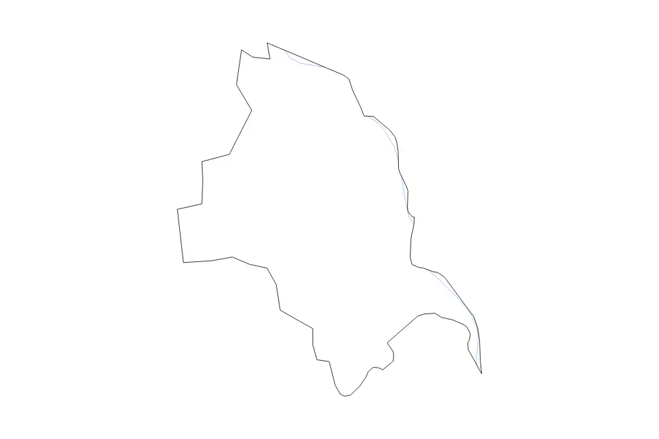 Outline map of Jēkabpils Municipality, Latvia with subdivision borders and rivers.