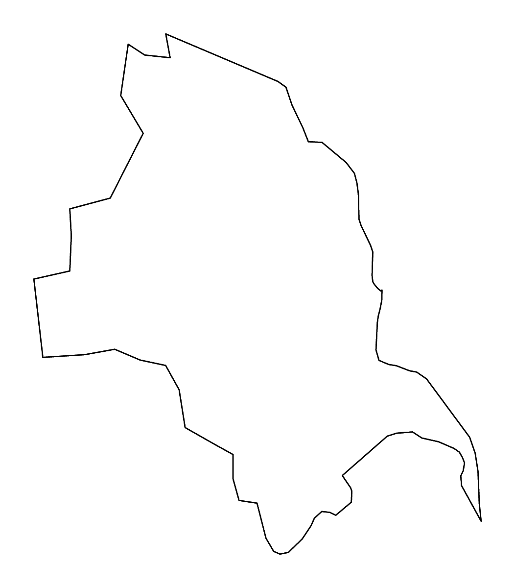 Mapa de contorno de Jēkabpils (municipio), Latvia con ríos.
