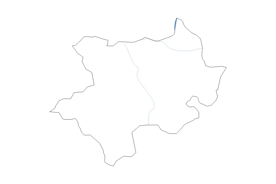 Outline map of Kuldīga Municipality, Latvia with subdivision borders and major lakes and rivers.