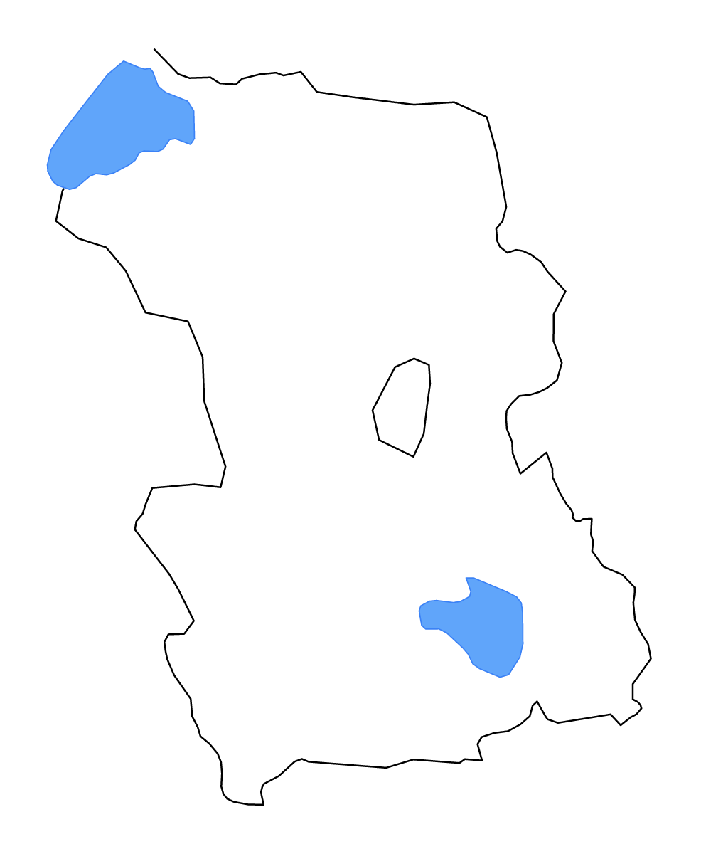 Mapa de contorno de Rēzekne (municipio), Latvia con lagos y ríos.