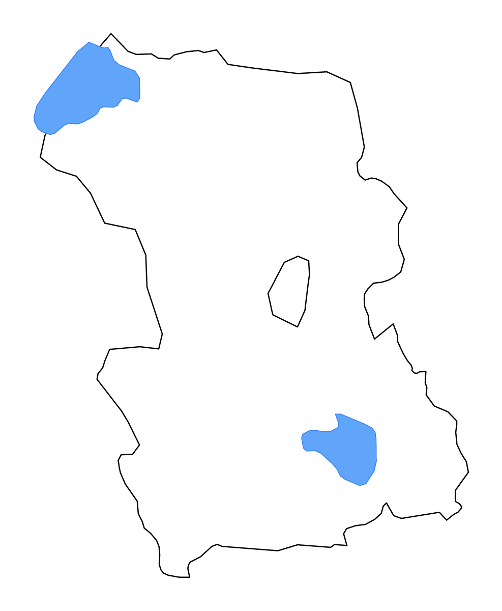 Mapa de contorno de Rēzekne (municipio), Latvia con lagos y ríos.