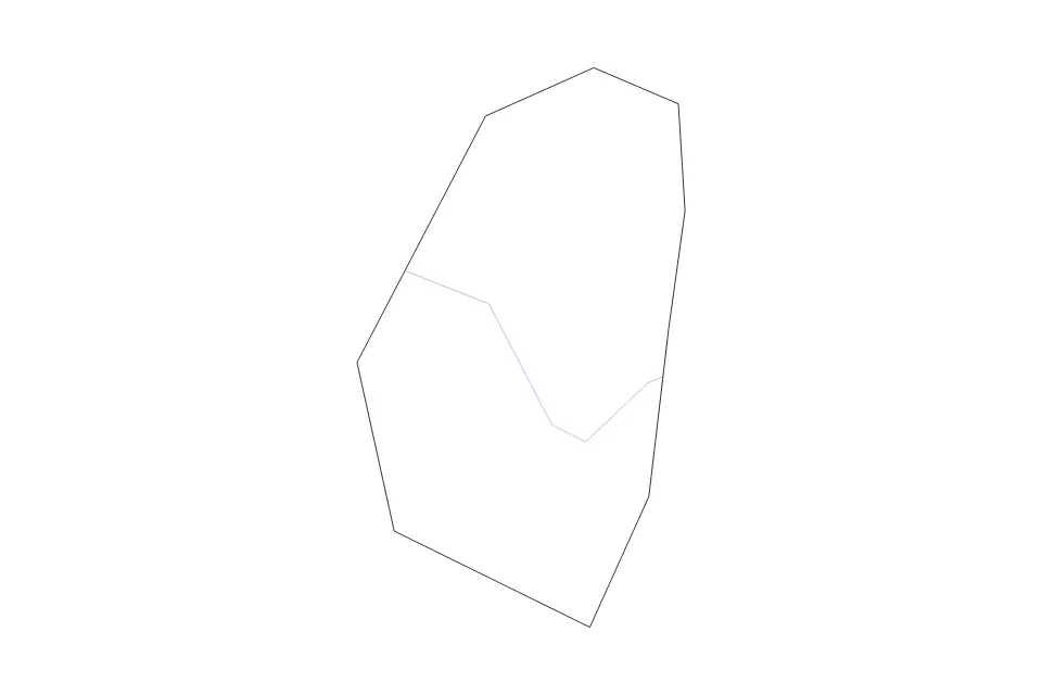 Outline map of Rēzekne Republican City, Latvia with subdivision borders and rivers.