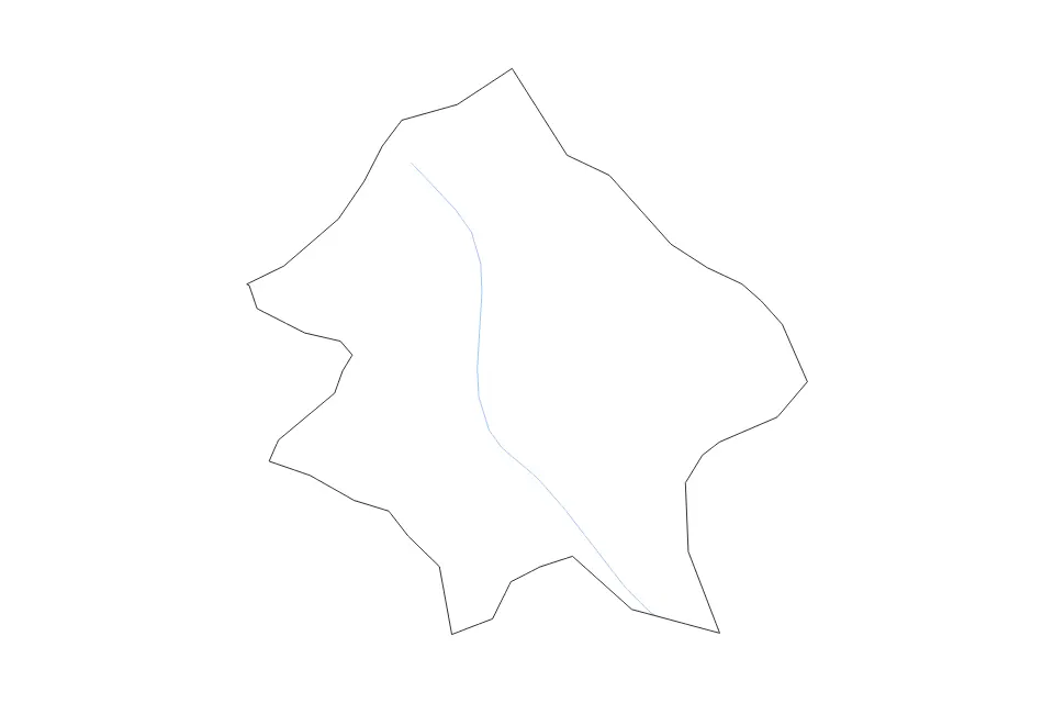 Outline map of Riga Republican City, Latvia with subdivision borders and rivers.