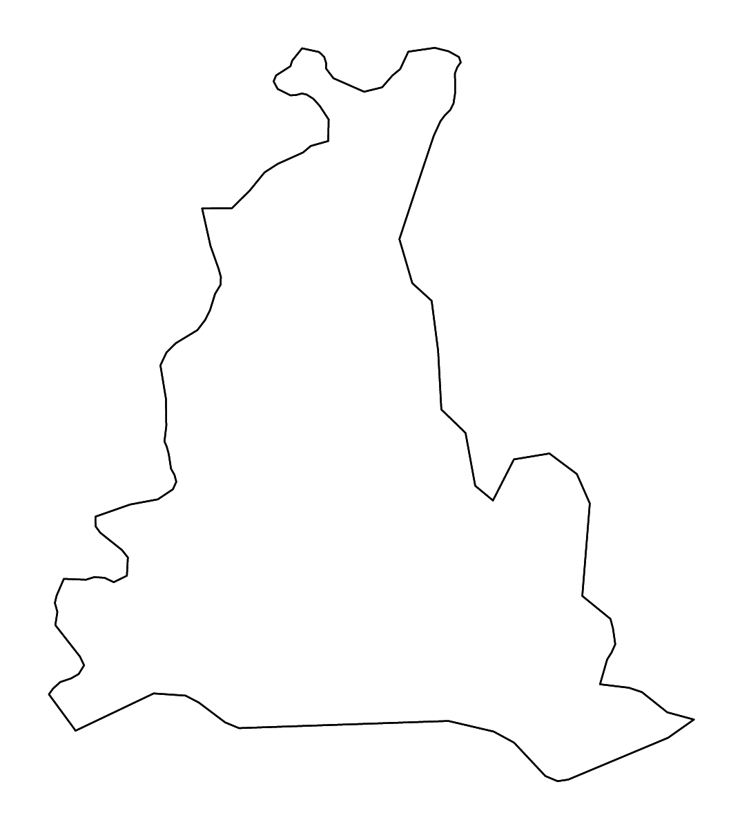Carte de contour de Saldus, Latvia avec rivières.