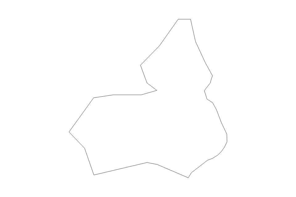 Outline map of Tērvete Municipality, Latvia with subdivision borders.