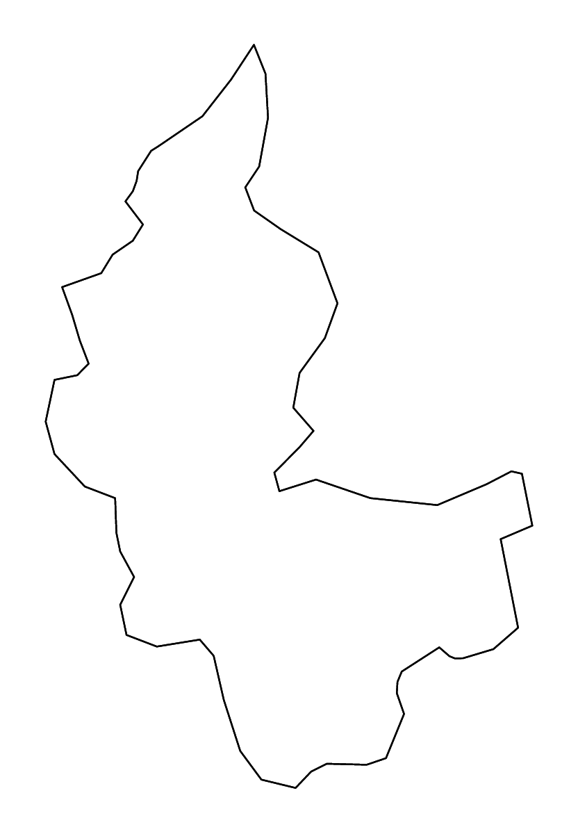 Mapa de contorno de Tukums, Latvia con ríos.