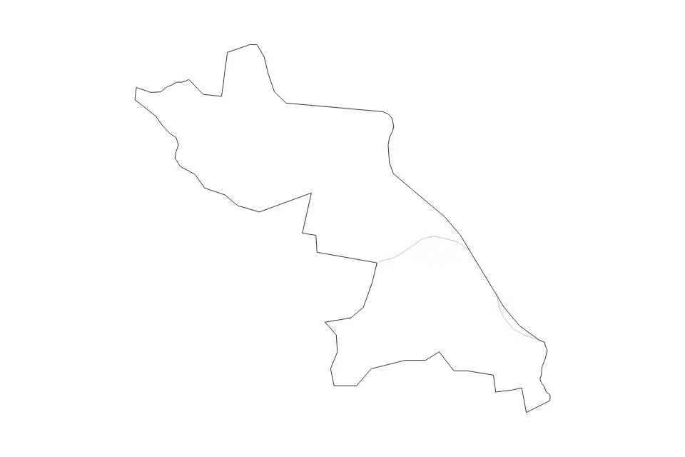 Outline map of Valka Municipality, Latvia with subdivision borders and rivers.