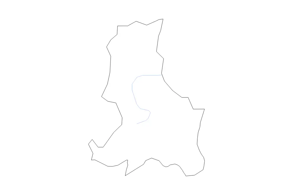 Outline map of Valmiera Municipality (5797), Latvia with subdivision borders and rivers.