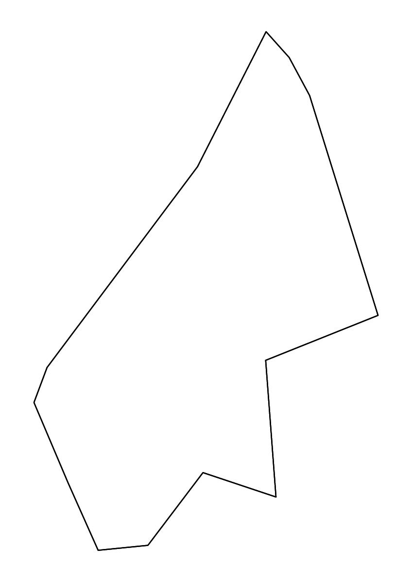 Mapa de contorno de Ventspils, Latvia con ríos.