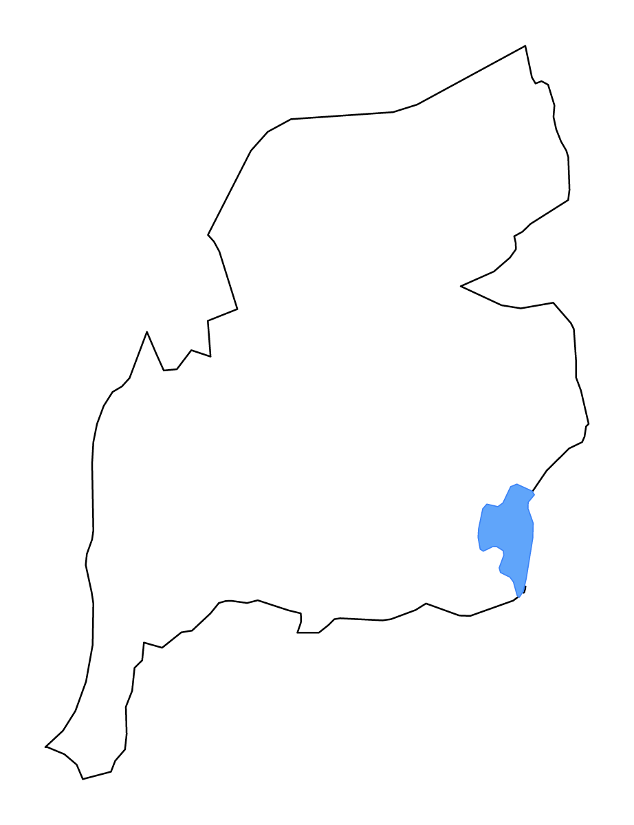Mapa de contorno de Ventspils (municipio), Latvia con lagos y ríos.
