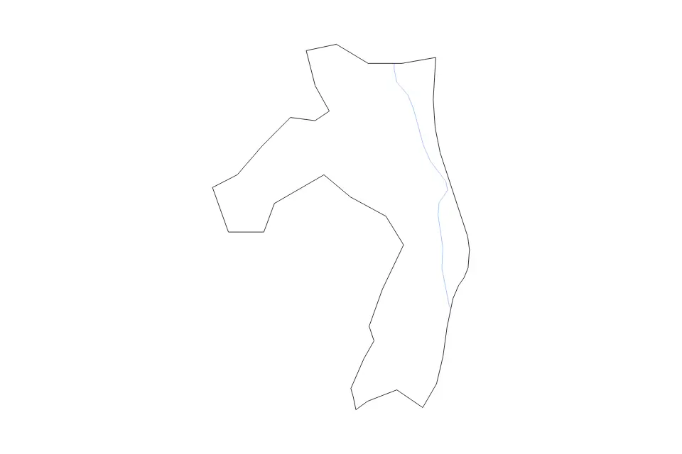 Outline map of Zilupe Municipality, Latvia with subdivision borders and rivers.