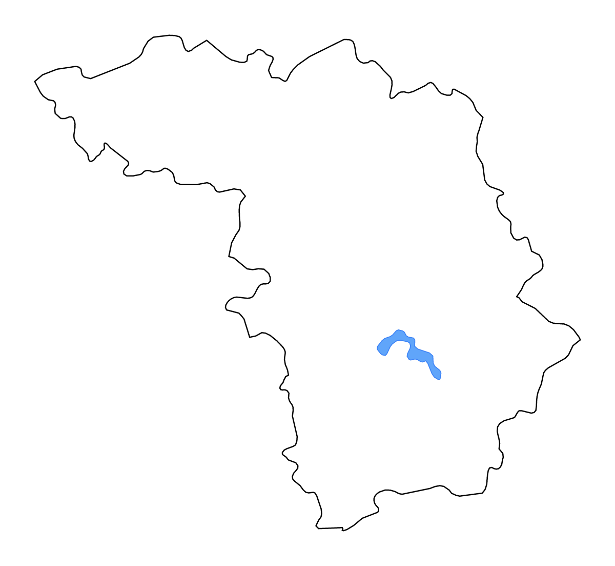 Carte de contour de Kaunas, Lithuania avec lacs et rivières.