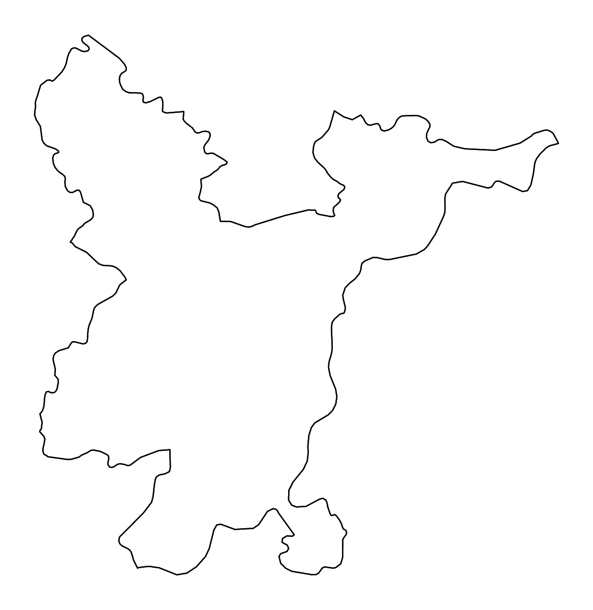 Mapa de contorno de Vilnius, Lithuania con ríos.