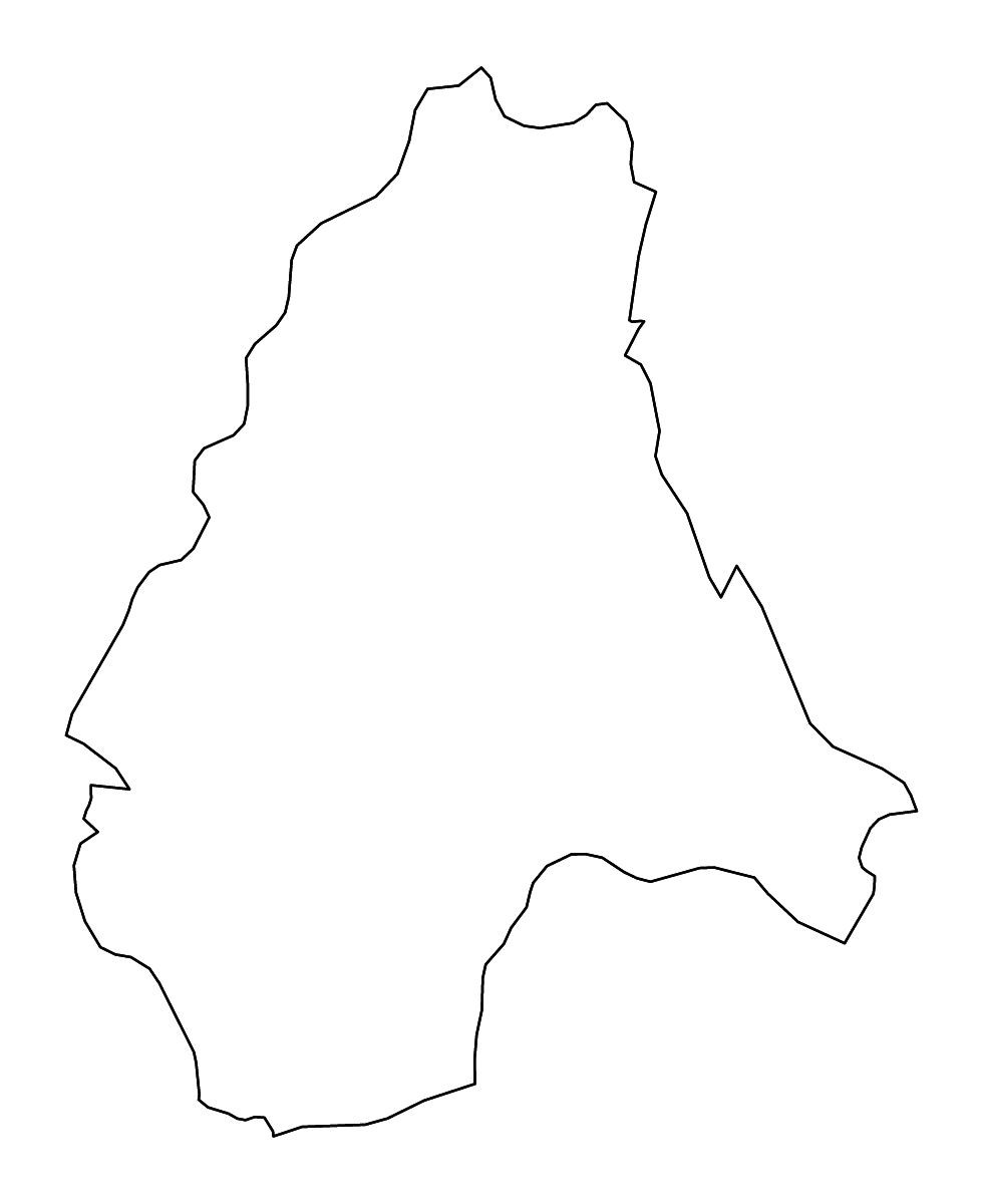 Outline map of Diekirch District, Luxembourg with rivers.